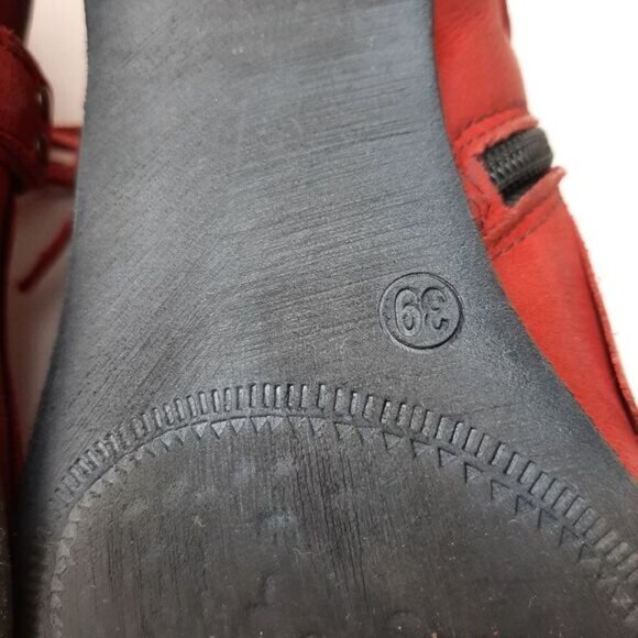 MJUS \ Chunky Heel Genuine Leather Booties w/ Foldover Detail Red Sz 8 US Eur 39 - Picture 15 of 15